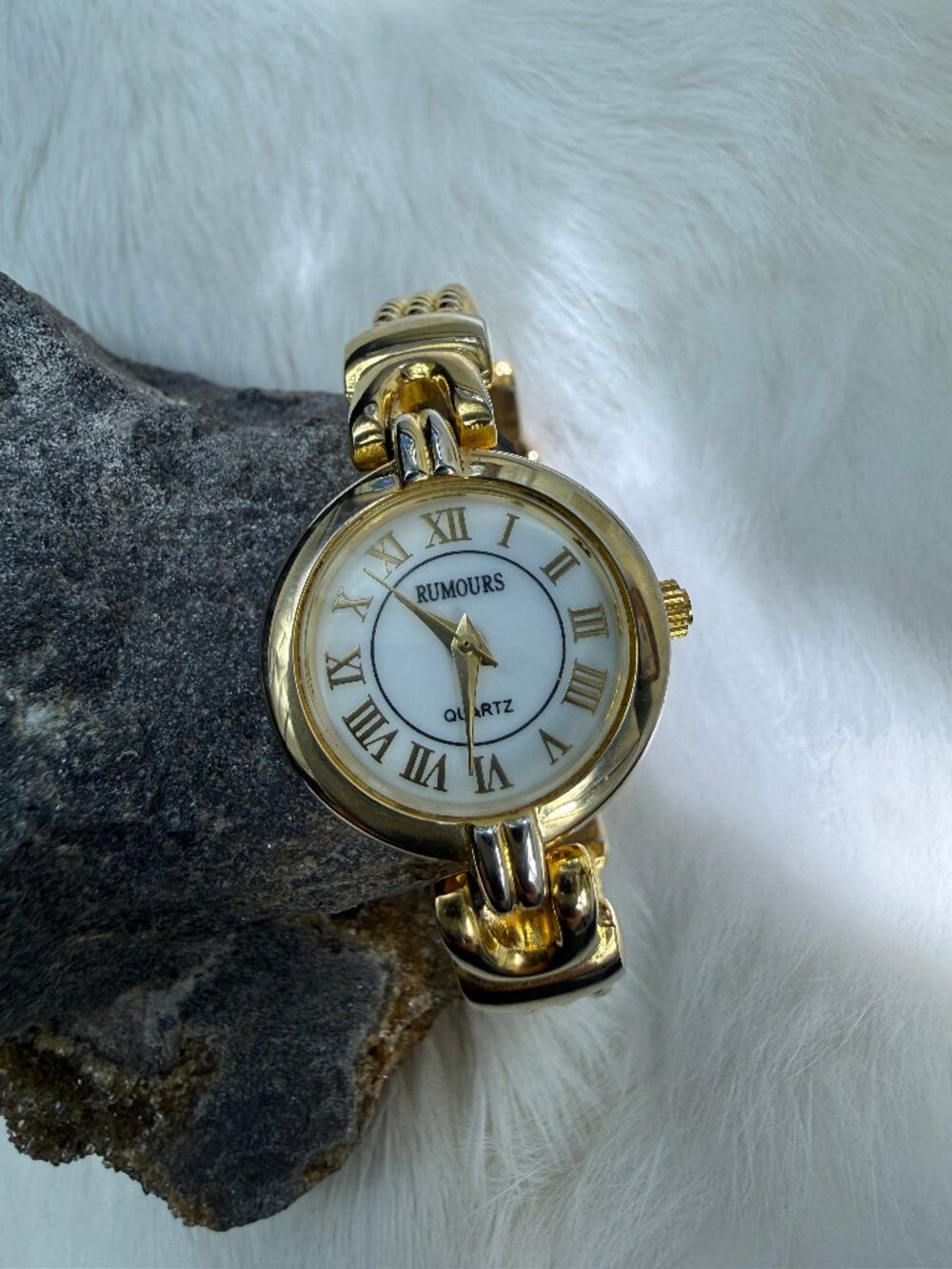 Rumors Quartz Gold Tone Watch Stainless Steel 6" NEW BATTERY